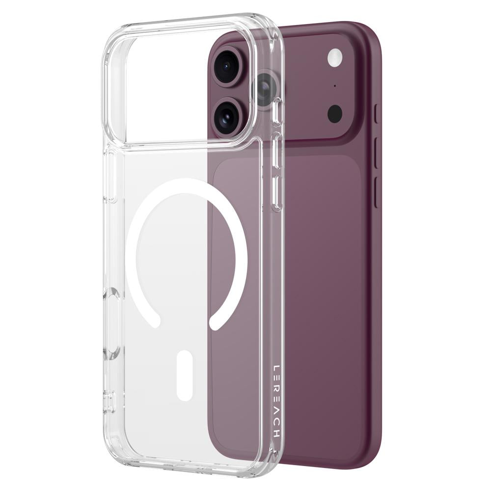 Compatible with iPhone 18 Pro LeReach TOC Clear Series Dual-Composite Armor TPU + Acrylic Shockproof Magnetic Phone Case - Transparent