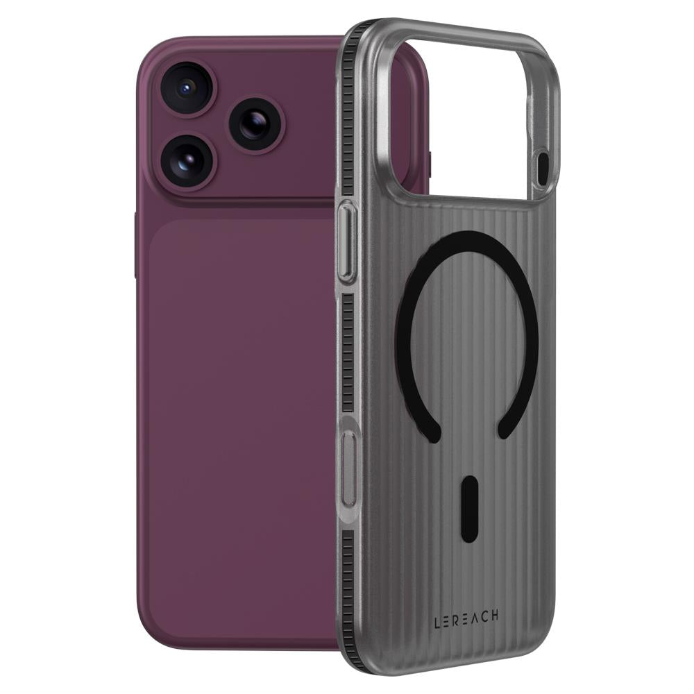 Compatible with iPhone 18 Pro LeReach TOC Icicle Series Ice Mist Double-Sided Non-Slip Magnetic Phone Case - Black