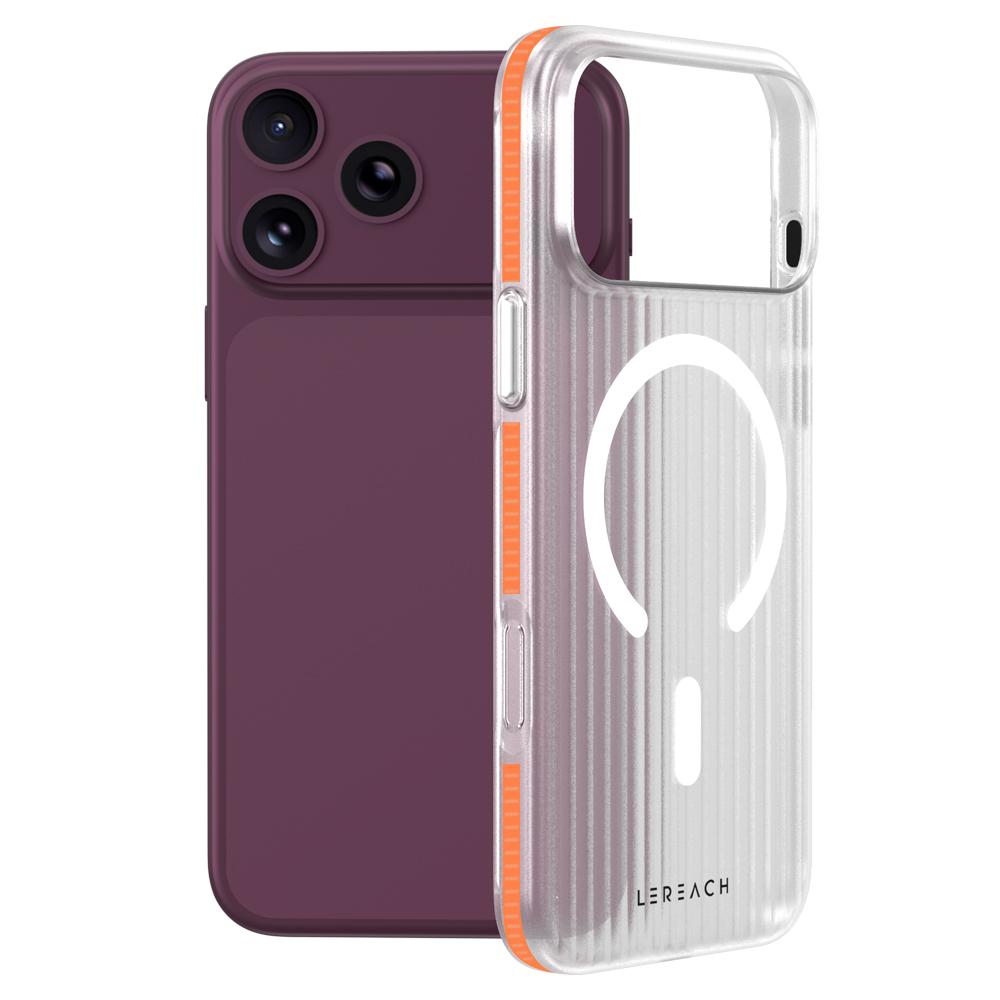 Compatible with iPhone 18 Pro LeReach TOC Icicle Series Ice Mist Double-Sided Non-Slip Magnetic Phone Case - Orange