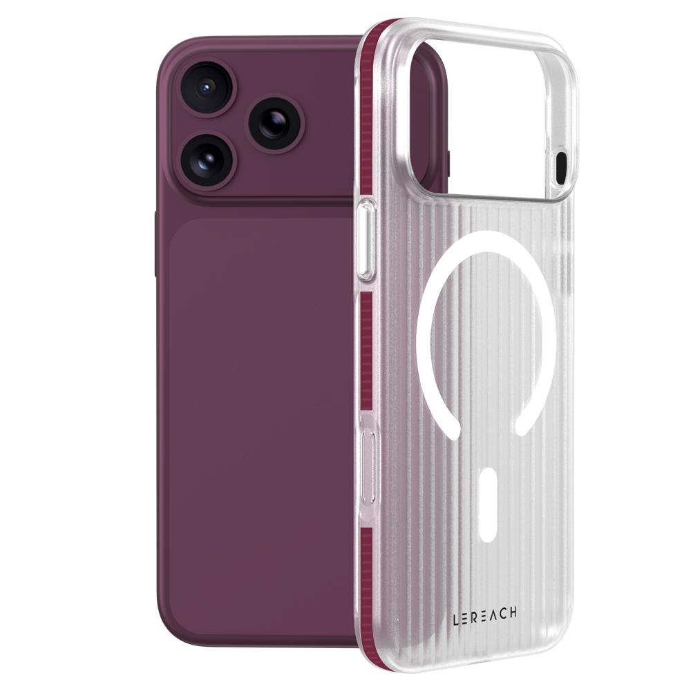 Compatible with iPhone 18 Pro LeReach TOC Icicle Series Ice Mist Double-Sided Non-Slip Magnetic Phone Case - Cherry Red