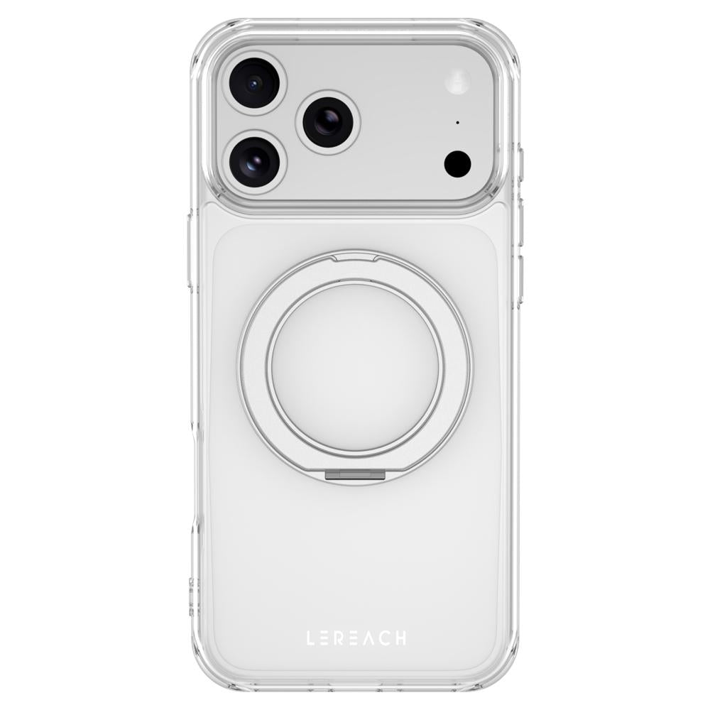 Compatible with iPhone 18 Pro LeReach TOC Crystal Series Armor Rotation Holder Magnetic Phone Case - Transparent
