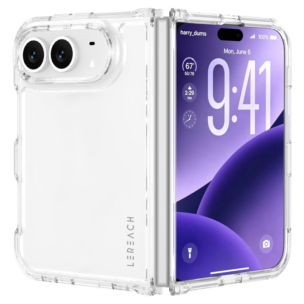 Compatible with iPhone Duo LeReach TOC Clear Series Composite Armor TPU Acrylic Hybrid Shockproof Phone Case - Transparent