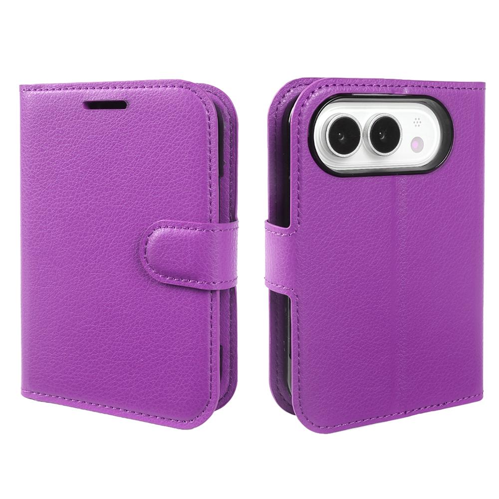 Compatible with iPhone Duo Litchi Texture Horizontal Flip Leather Phone Case with Holder - Purple
