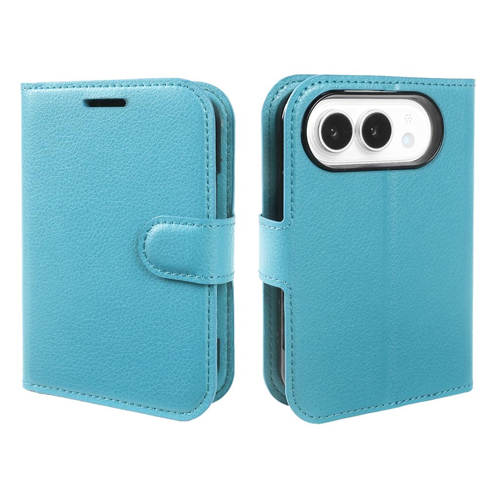 Compatible with iPhone Duo Litchi Texture Horizontal Flip Leather Phone Case with Holder - Blue