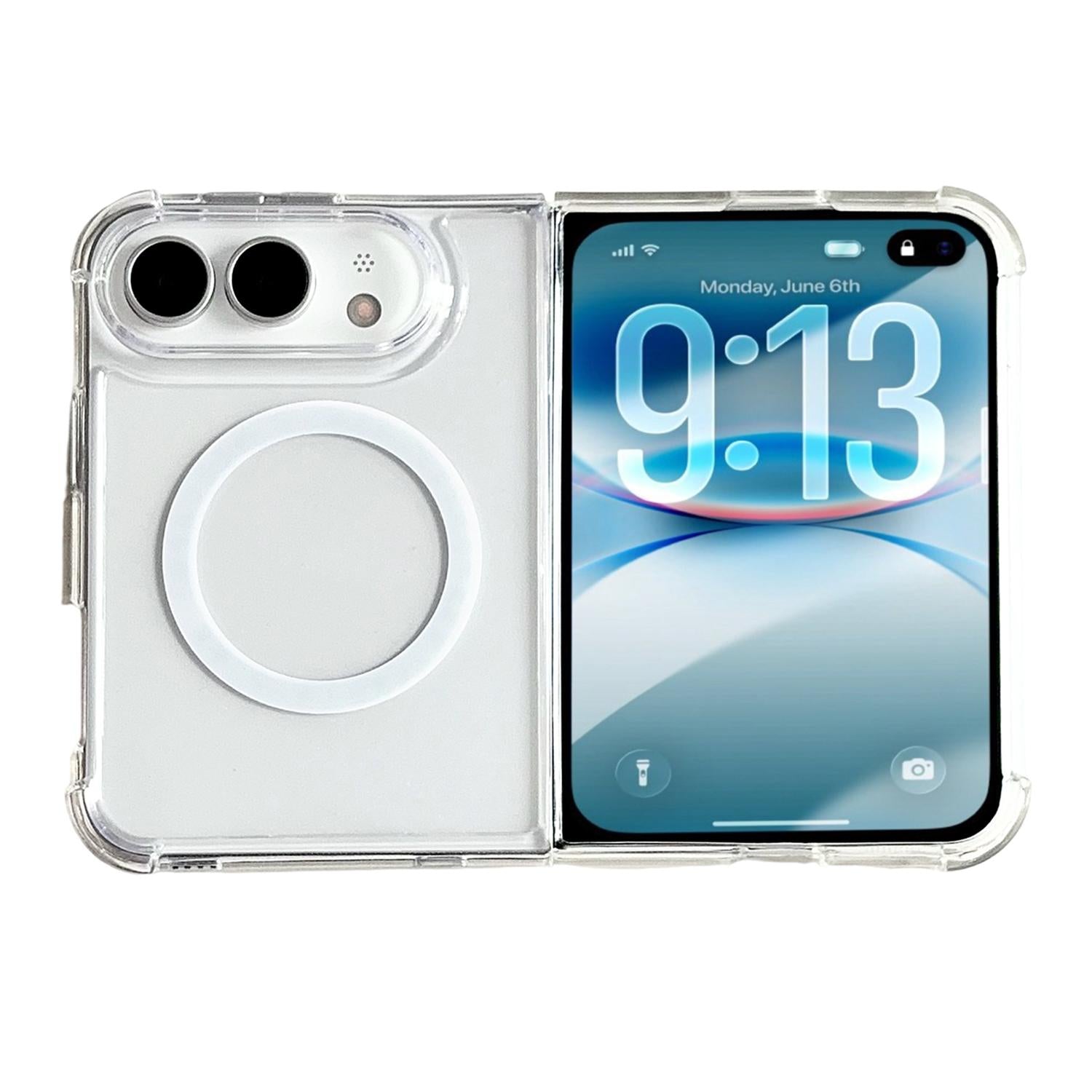 Compatible with iPhone Duo Clear Magnetic Shockproof Phone Case - Transparent