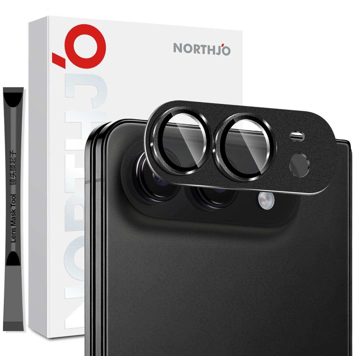 Compatible with iPhone Duo NORTHJO Matte Camera Lens Metal Protector Tempered Glass Rear Lens Film - Black