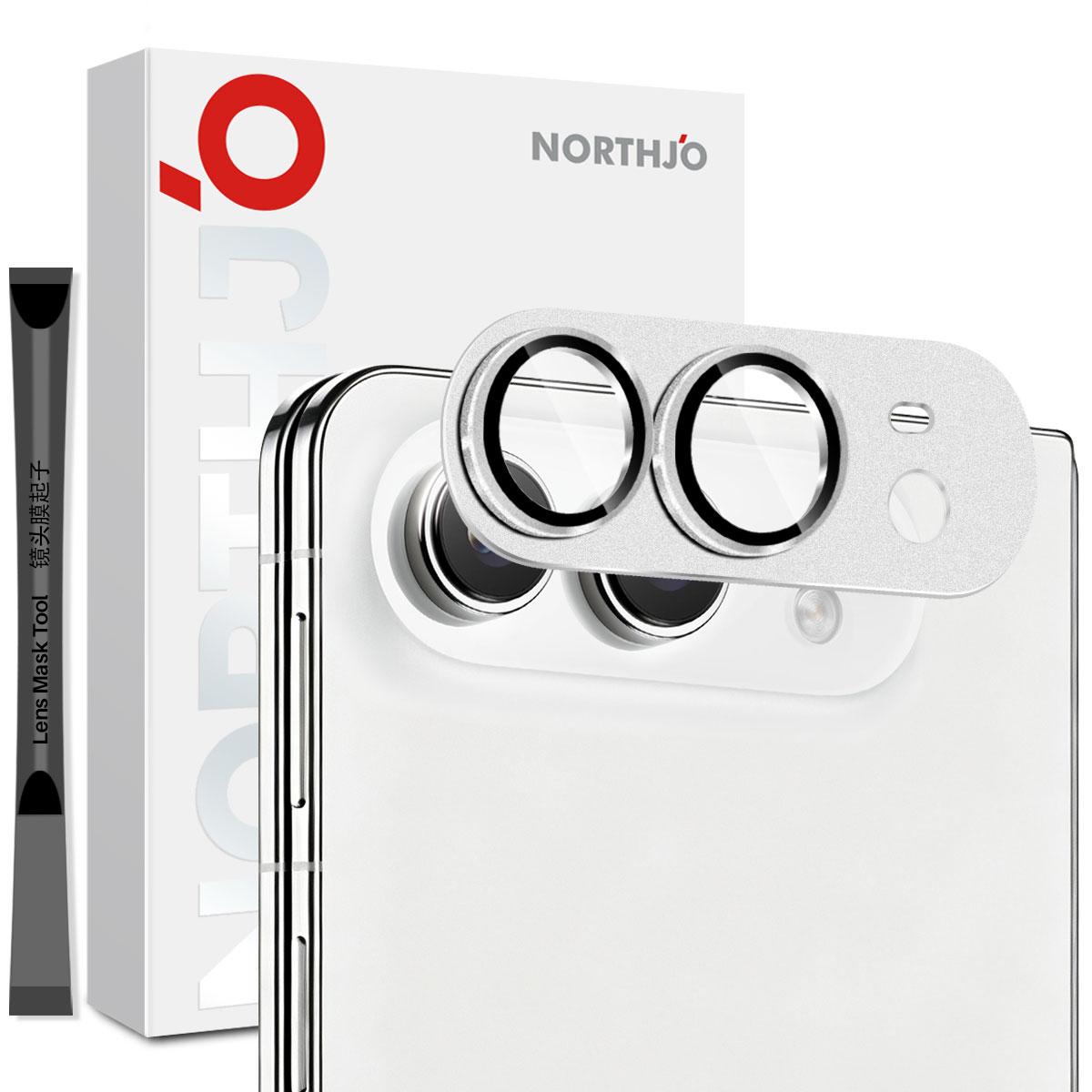 Compatible with iPhone Duo NORTHJO Matte Camera Lens Metal Protector Tempered Glass Rear Lens Film - Silver