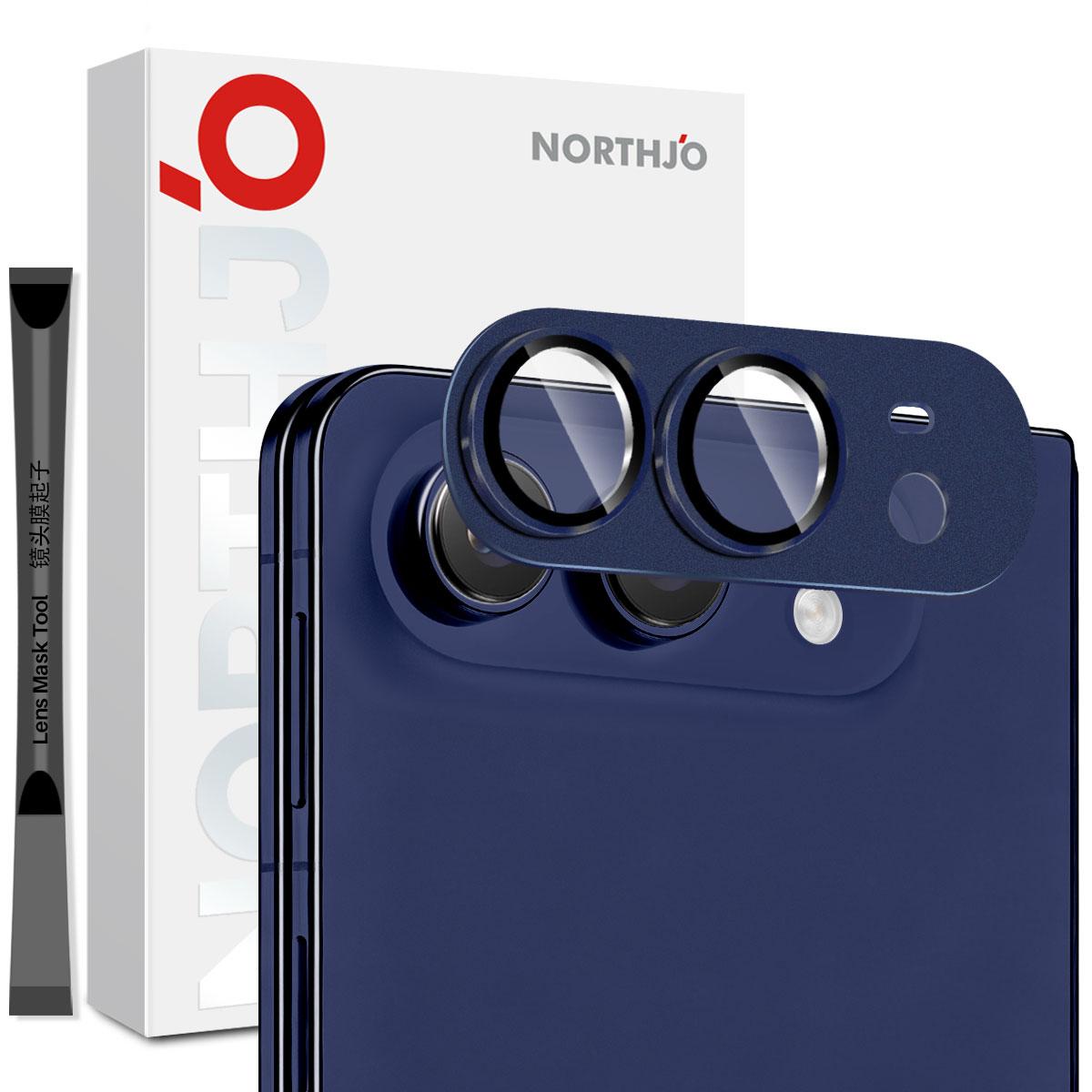 Compatible with iPhone Duo NORTHJO Matte Camera Lens Metal Protector Tempered Glass Rear Lens Film - Blue