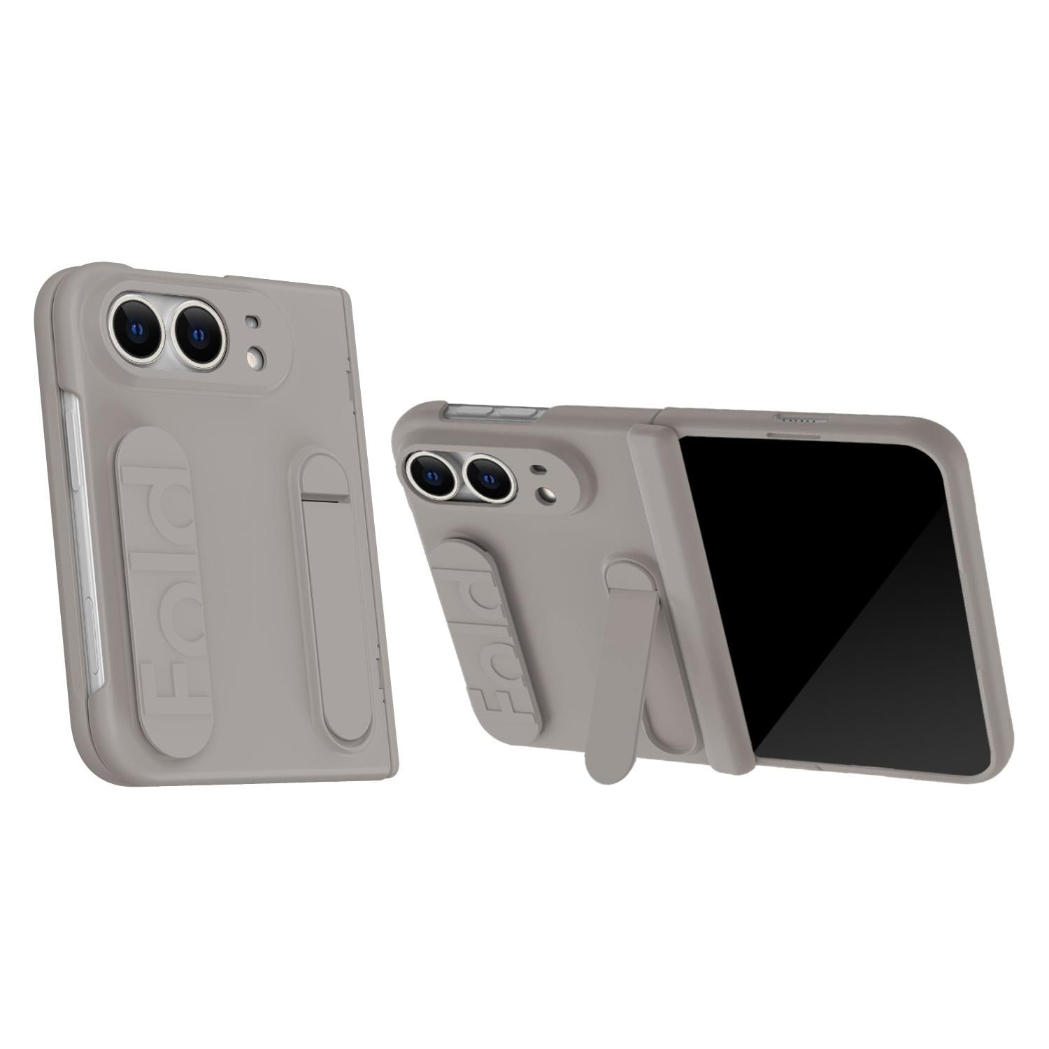 Compatible with iPhone Duo Bazher Shell Film Integrated Holder Shockproof Phone Case - Titanium Color