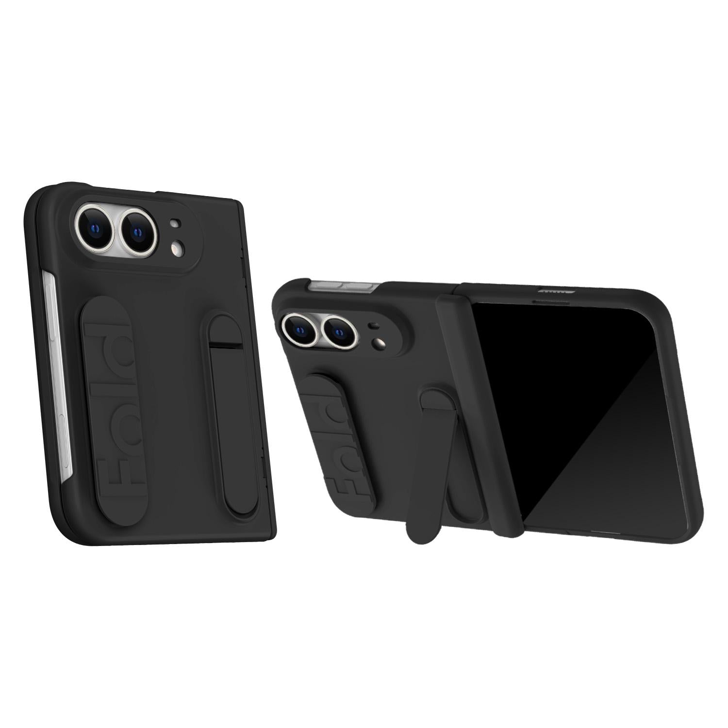 Compatible with iPhone Duo Bazher Shell Film Integrated Holder Shockproof Phone Case - Black