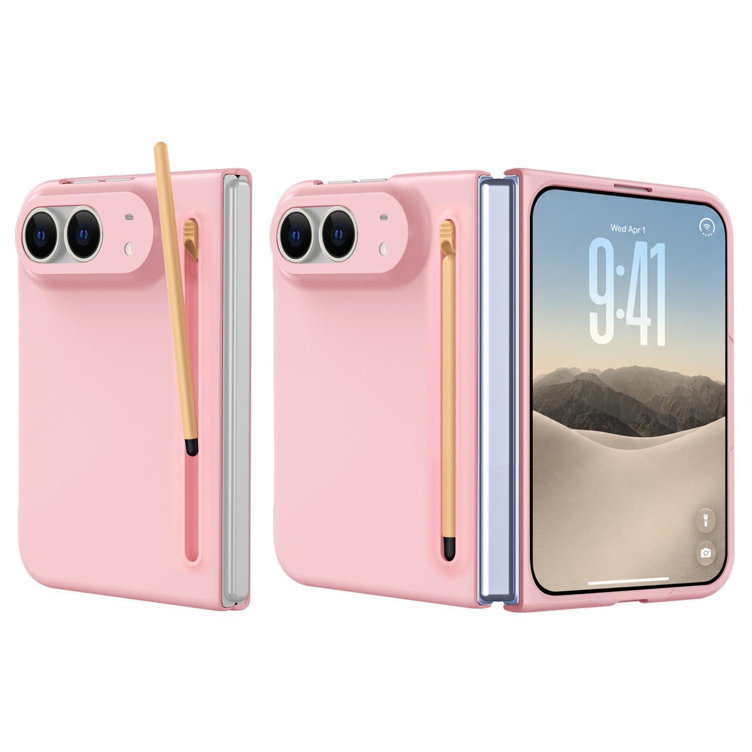 Compatible with iPhone Duo Skinfeel Shockproof Phone Case, No Pen - Pink
