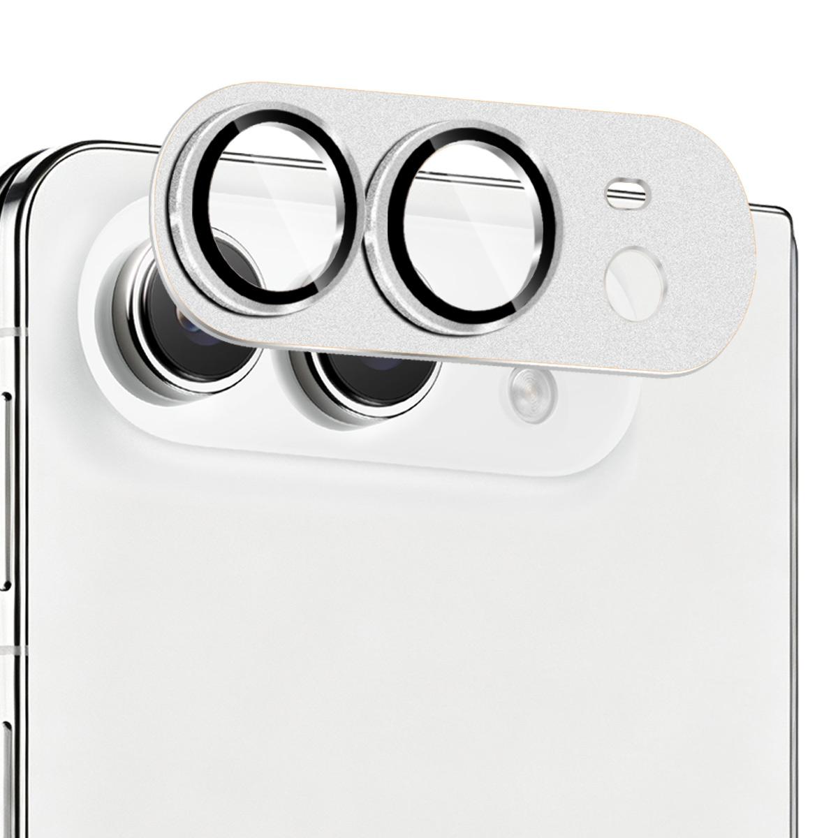 Compatible with iPhone Duo ENKAY Anti-reflection Camera Lens Frosted Armor Aluminium Alloy Tempered Glass Film - Silver