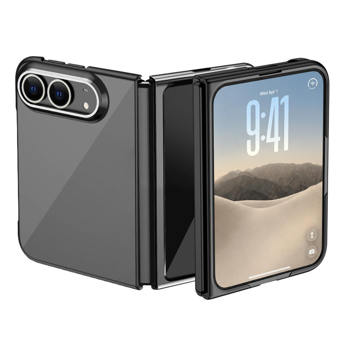 Compatible with iPhone Duo Electroplating Transparent Shockproof Phone Case - Black