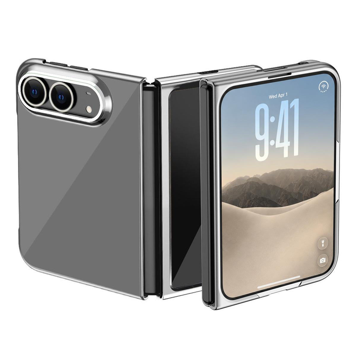 Compatible with iPhone Duo Electroplating Transparent Shockproof Phone Case - silvery
