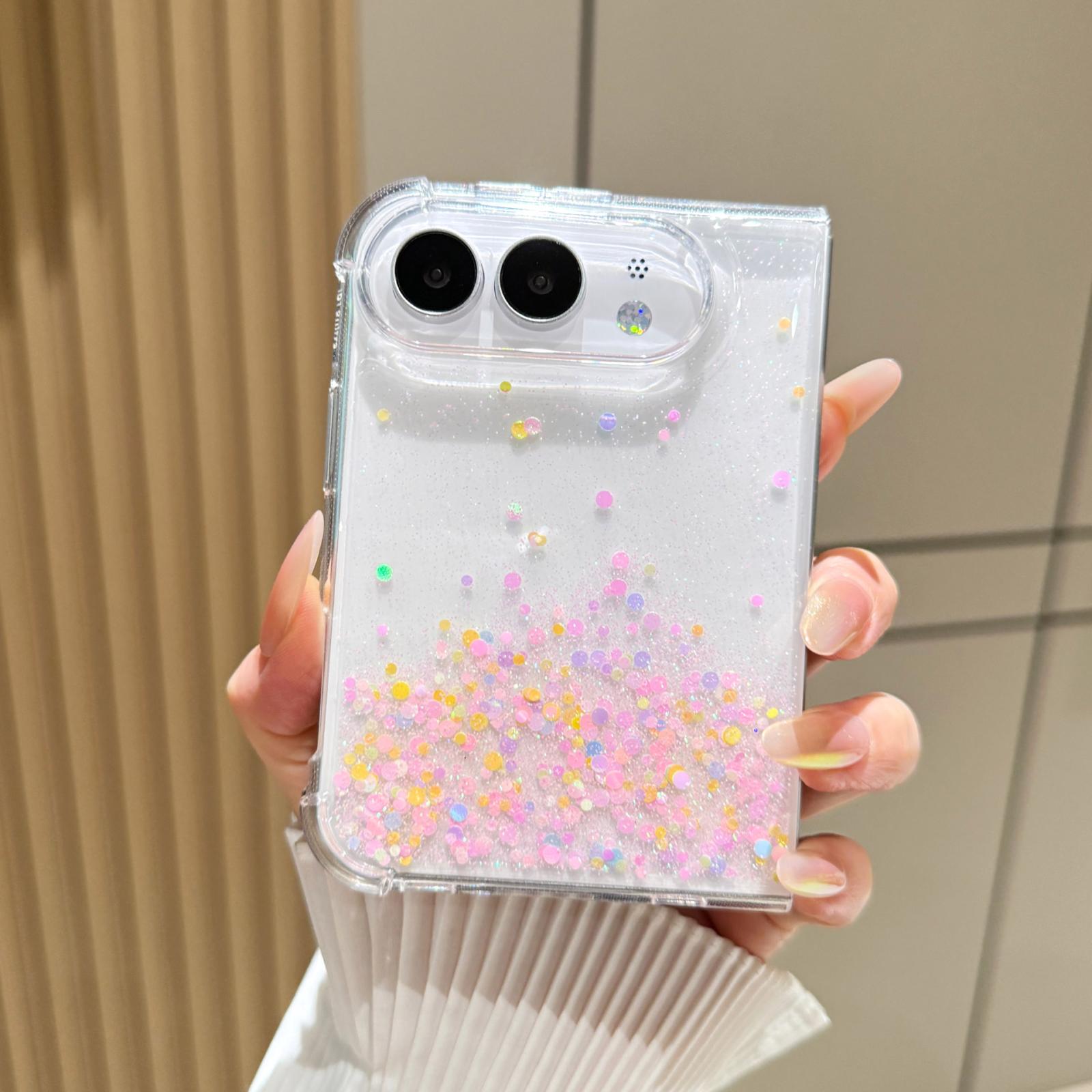 Compatible with iPhone Duo Sequins Glitter Gradient Epoxy TPU Phone Case - Brilliant Colors