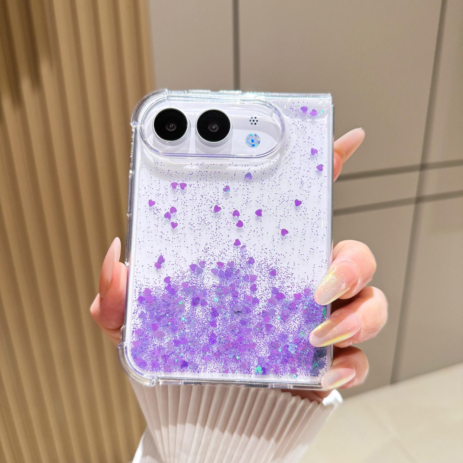 Compatible with iPhone Duo Sequins Glitter Gradient Epoxy TPU Phone Case - Purple