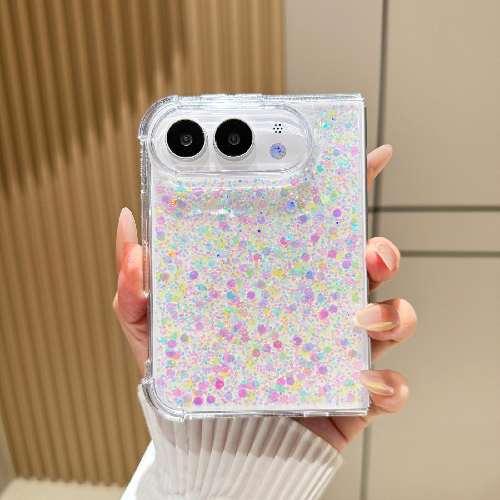 Compatible with iPhone Duo Glitter Sequins Epoxy TPU Phone Case - Colorful
