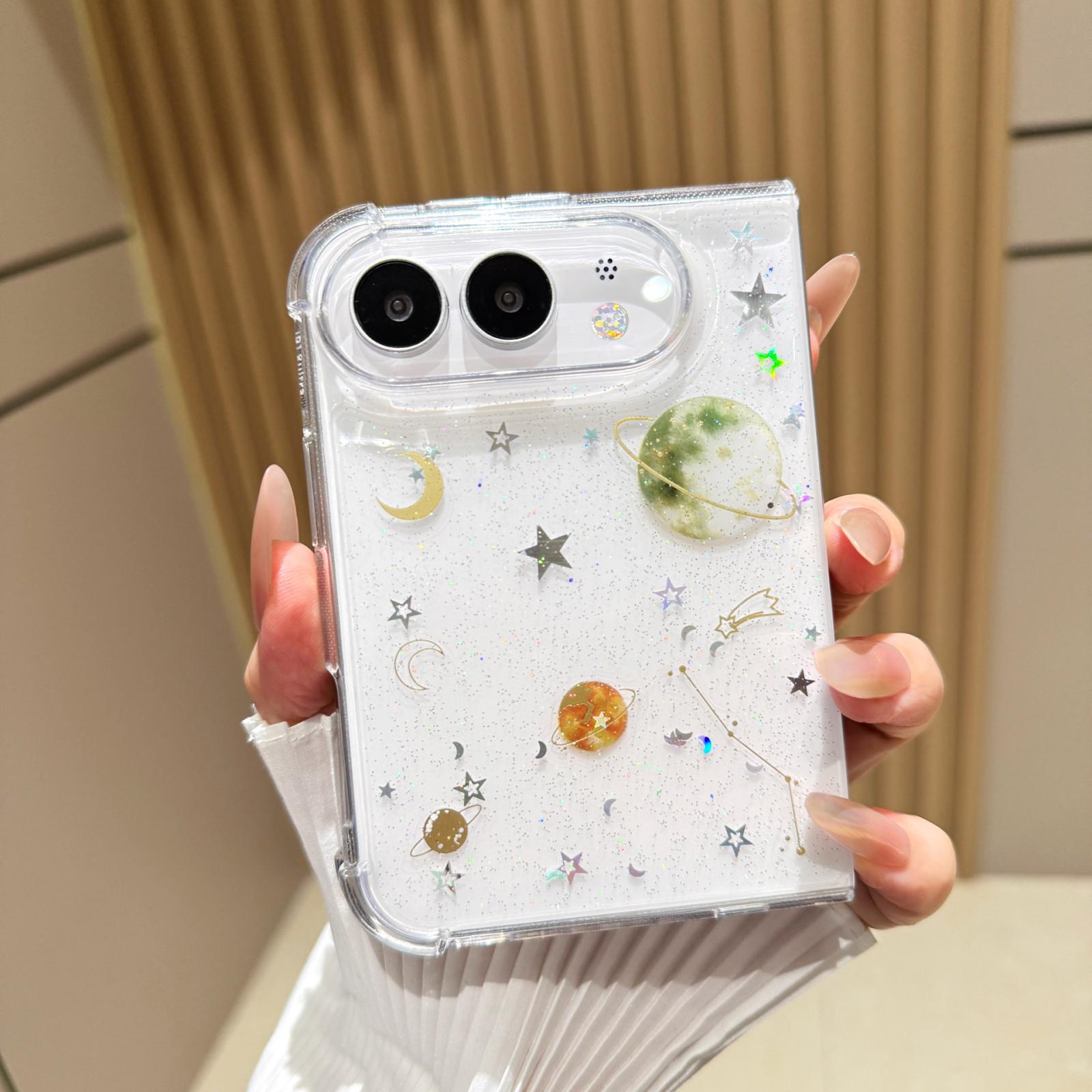 Compatible with iPhone Duo Cosmic Star Glitter Epoxy TPU Phone Case - Green