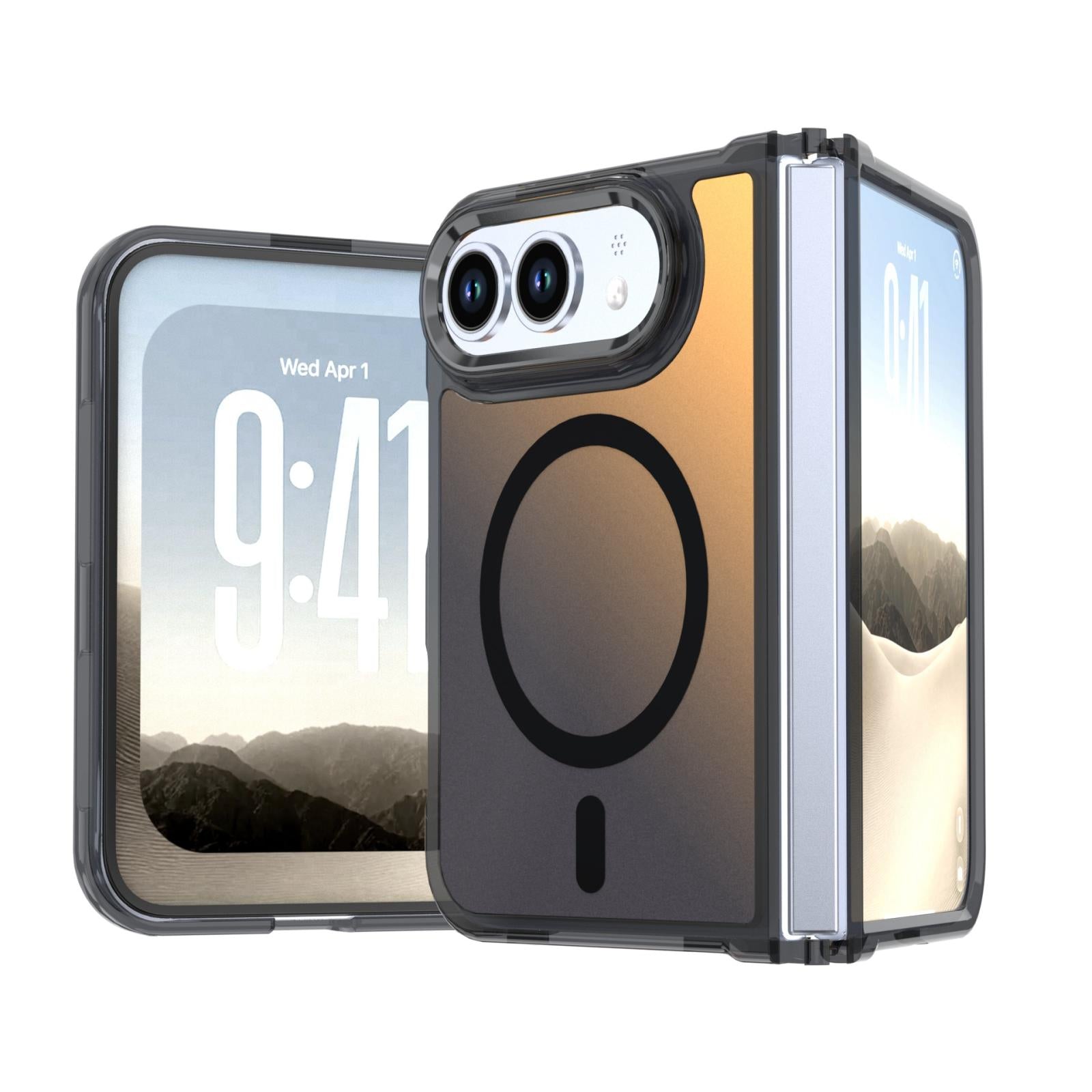 Compatible with iPhone Duo Bright Shadow Magnetic Discolor Phone Case - Black