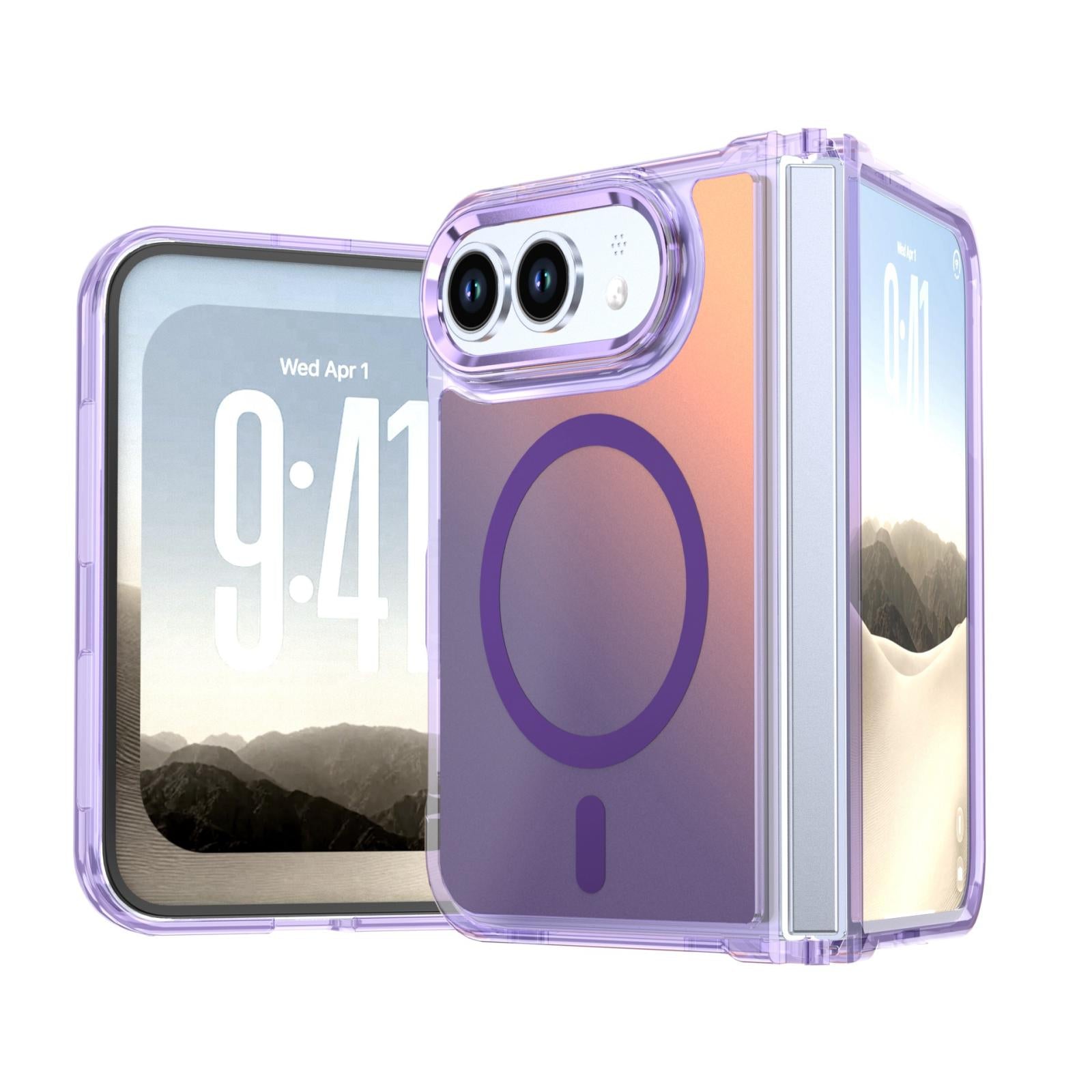 Compatible with iPhone Duo Bright Shadow Magnetic Discolor Phone Case - Purple