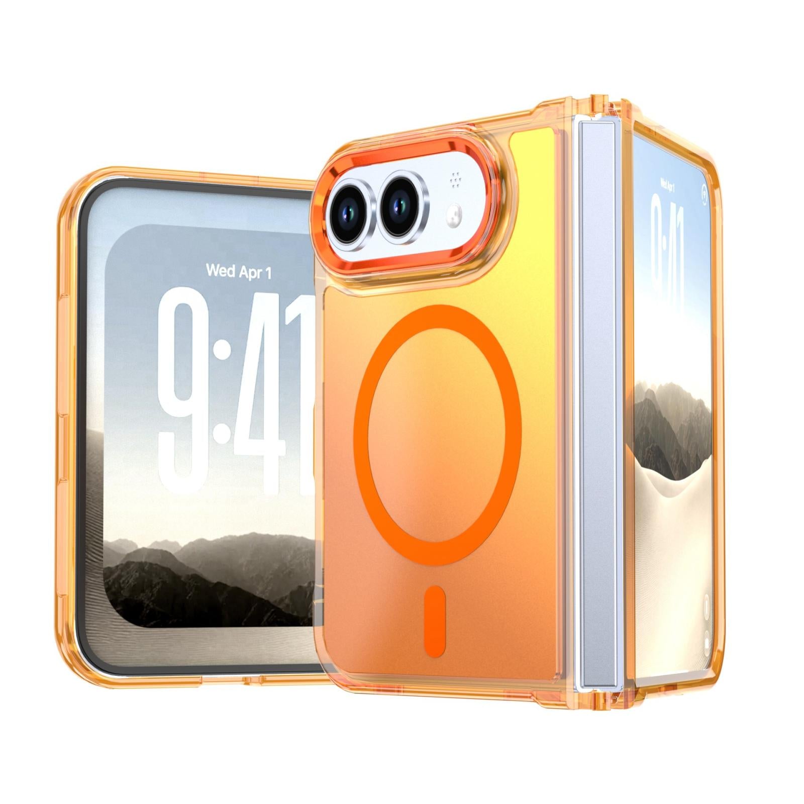 Compatible with iPhone Duo Bright Shadow Magnetic Discolor Phone Case - Orange