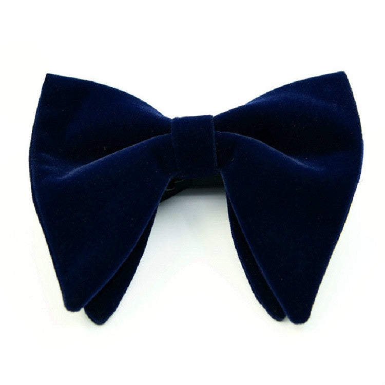 Men Velvet Double-layer Big Bow-knot Bow Tie Clothing Accessories(Navy)