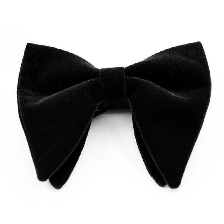 Men Velvet Double-layer Big Bow-knot Bow Tie Clothing Accessories(Black)