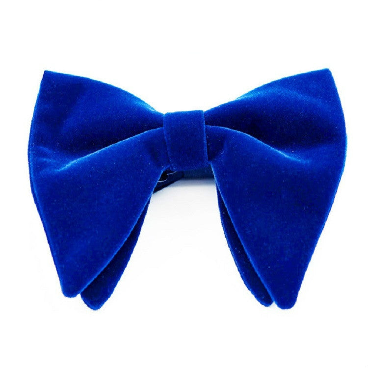 Men Velvet Double-layer Big Bow-knot Bow Tie Clothing Accessories(Royal Blue)