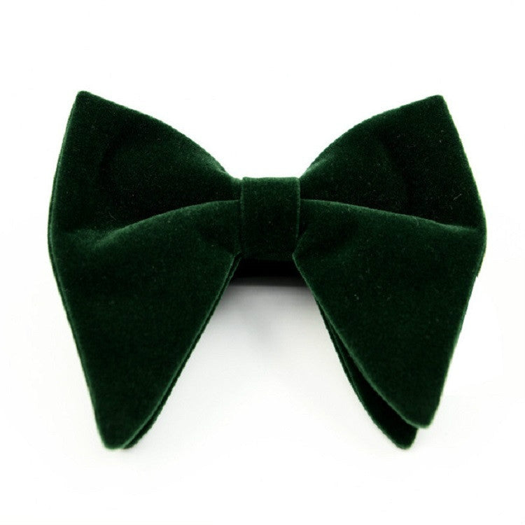 Men Velvet Double-layer Big Bow-knot Bow Tie Clothing Accessories(Dark Green)