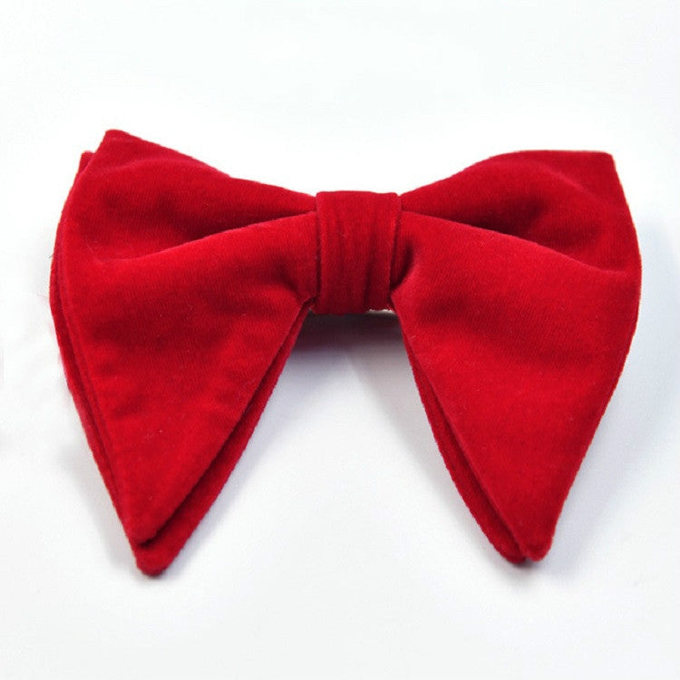 Men Velvet Double-layer Big Bow-knot Bow Tie Clothing Accessories(Red)