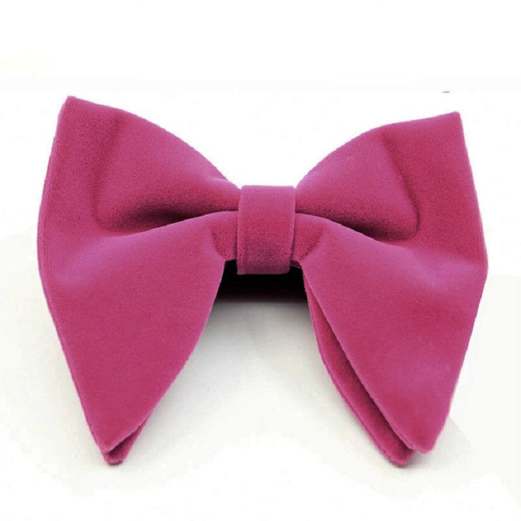 Men Velvet Double-layer Big Bow-knot Bow Tie Clothing Accessories(Rose Red)