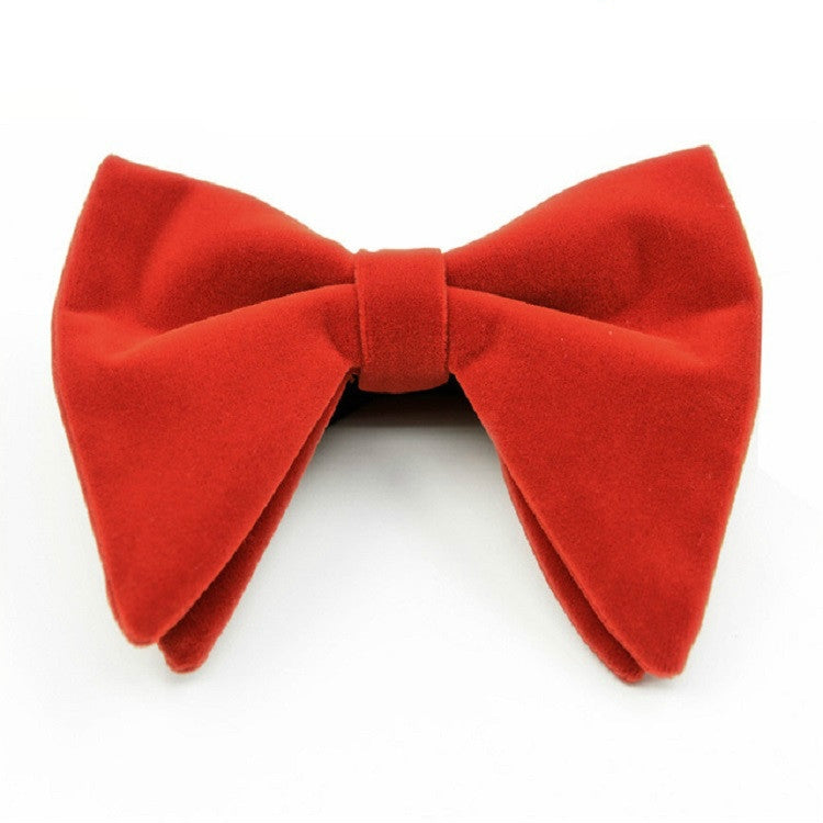 Men Velvet Double-layer Big Bow-knot Bow Tie Clothing Accessories(Orange)