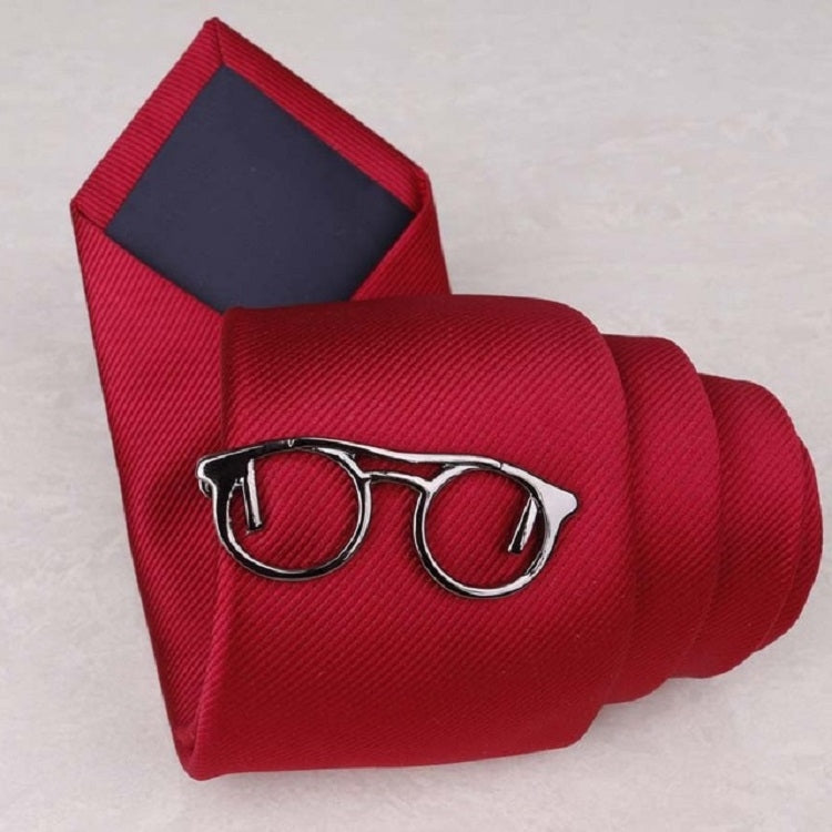 Copper Tie Clip Clothing Accessories, Style:Black Round Glasses