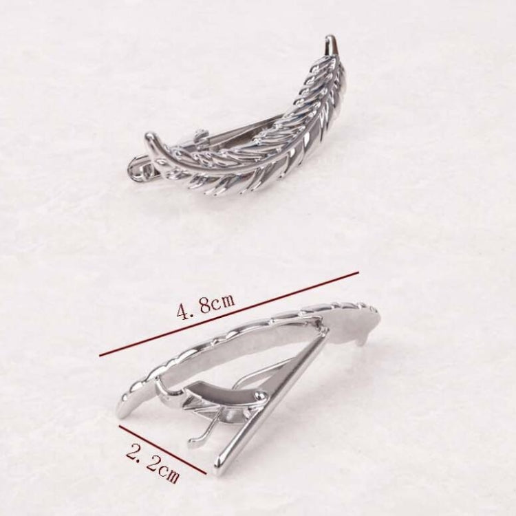 Copper Tie Clip Clothing Accessories, Style:Silver Long Curved Feather