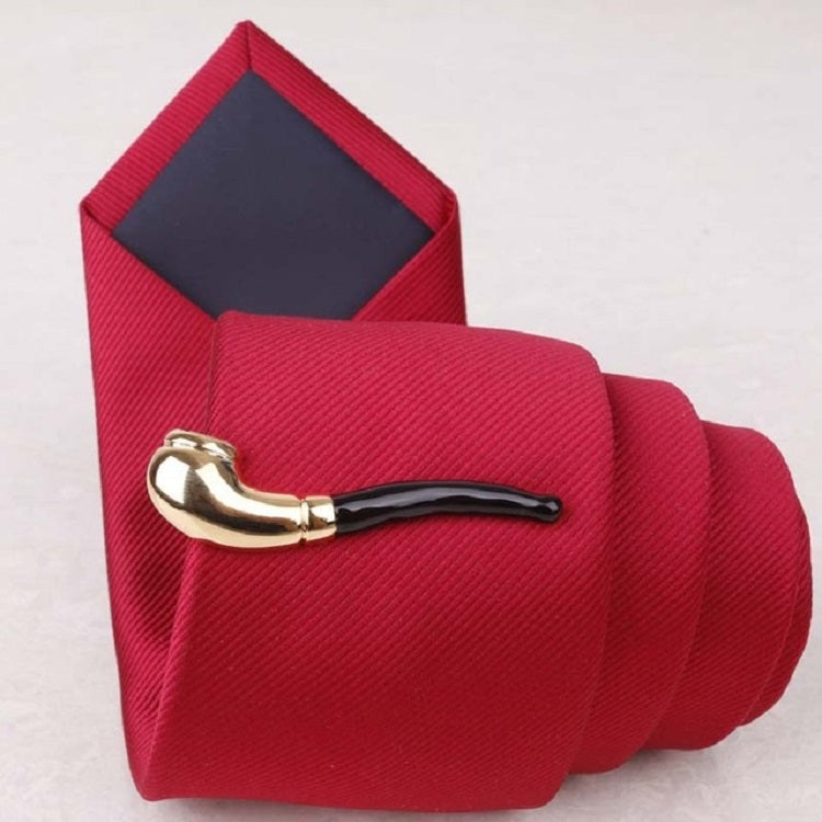 Copper Tie Clip Clothing Accessories, Style:Gold Black Handle Pipe