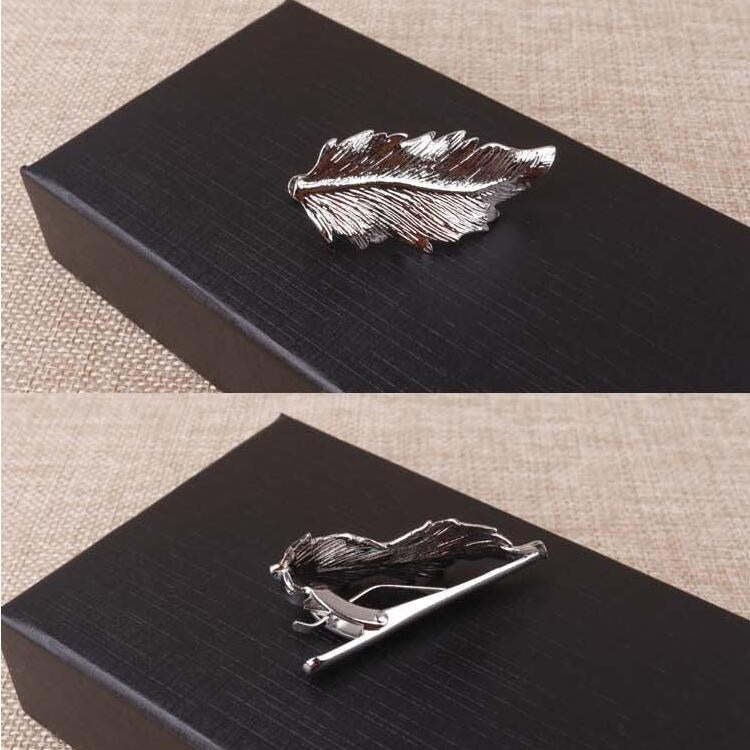 Copper Tie Clip Clothing Accessories, Style:Silver Leaves