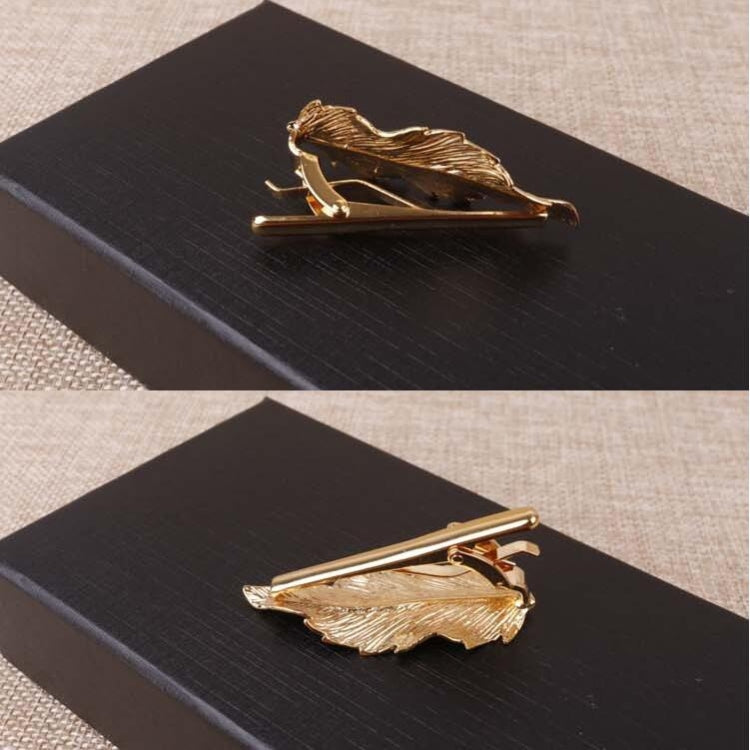 Copper Tie Clip Clothing Accessories, Style:Gold Leaves