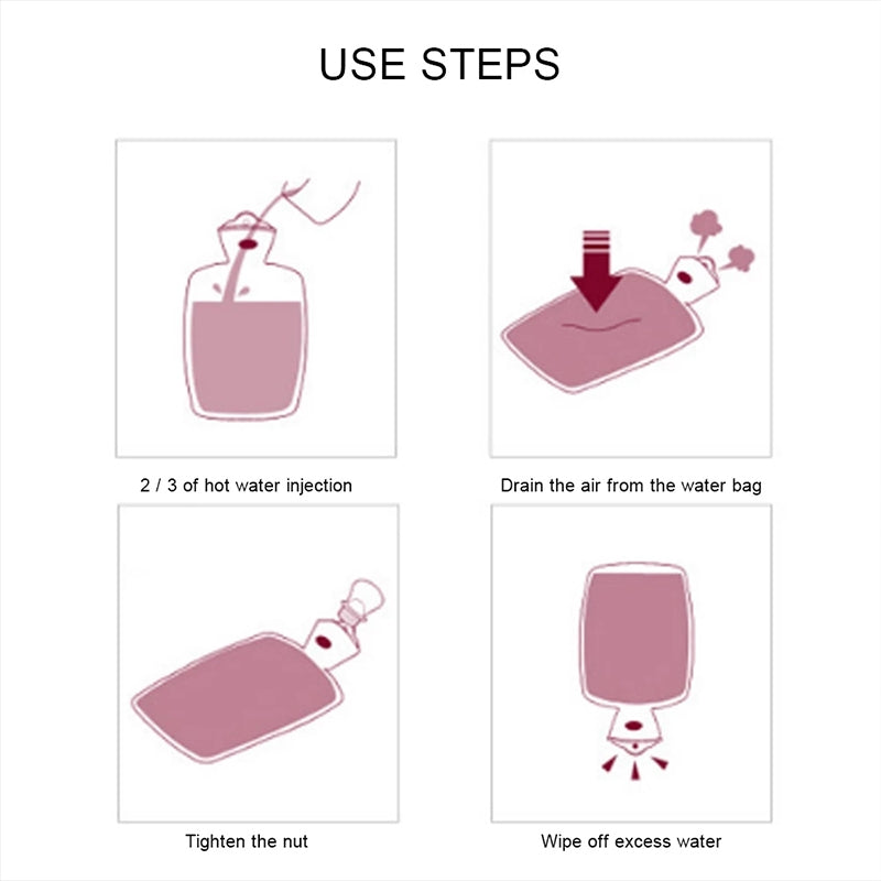 Hot Water Bottle Solid Color Knitting Cover (Without Hot Water Bottle) Water-filled Hot Water Soft Knitting Bottle Velvet Bag(Deep grey)