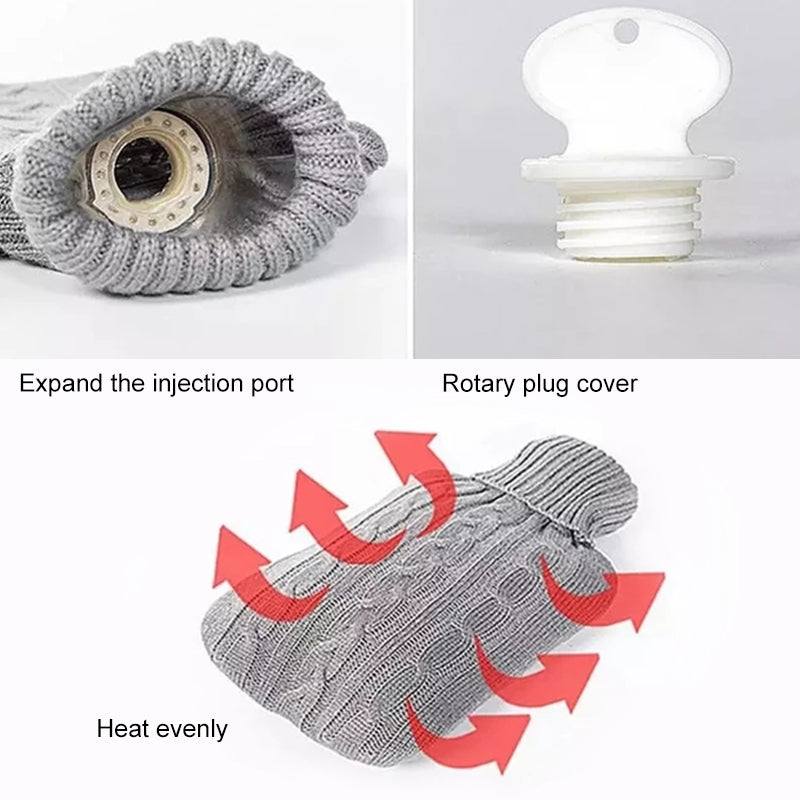 Hot Water Bottle Solid Color Knitting Cover (Without Hot Water Bottle) Water-filled Hot Water Soft Knitting Bottle Velvet Bag(Light purple)