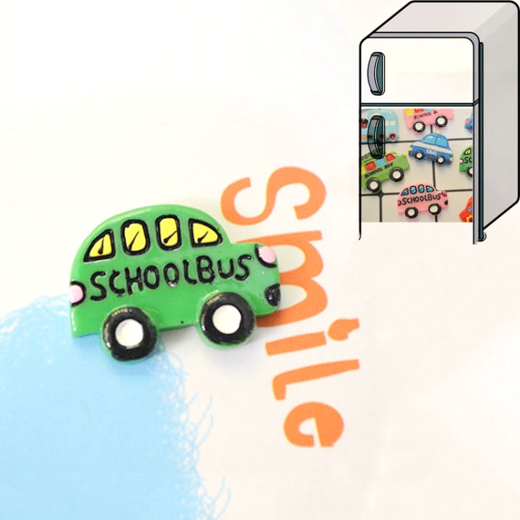 10 PCS Resin DIY Simulation Car Fridge Magnet Home Decoration(School Bus Green)