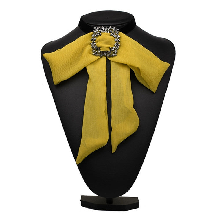 Satin Chiffon Bow Tie Women Shirt Collar Accessory(Yellow)