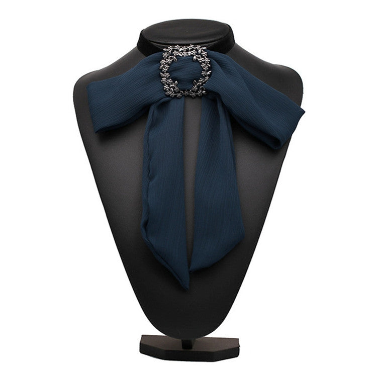 Satin Chiffon Bow Tie Women Shirt Collar Accessory(Blue)