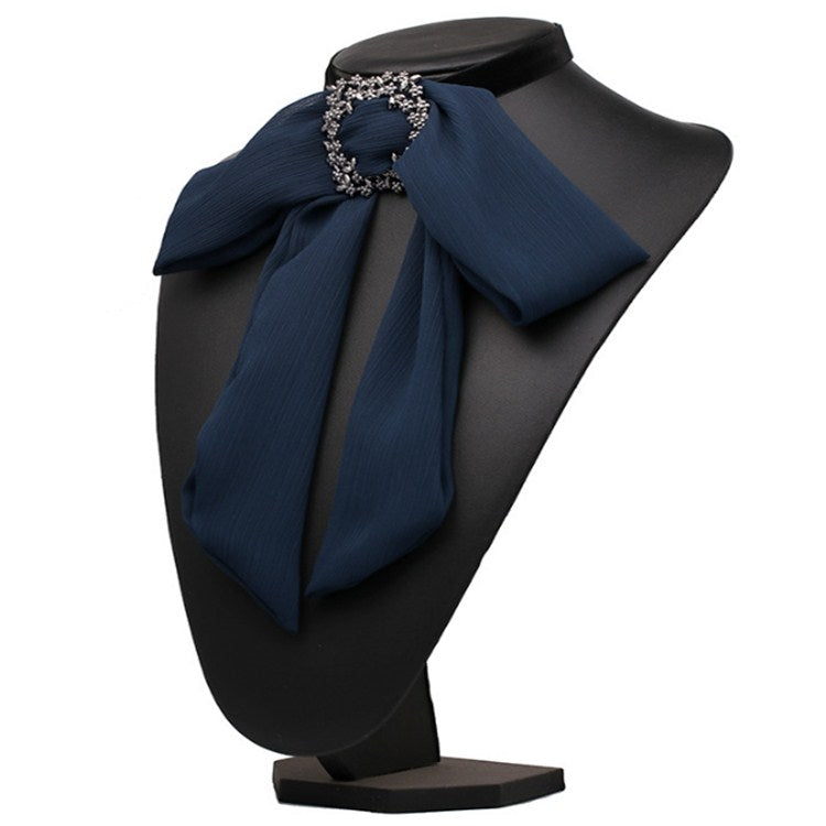 Satin Chiffon Bow Tie Women Shirt Collar Accessory(Blue)