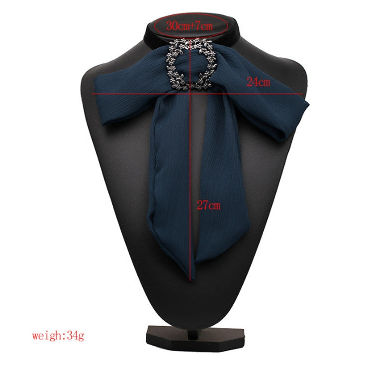 Satin Chiffon Bow Tie Women Shirt Collar Accessory(Black)