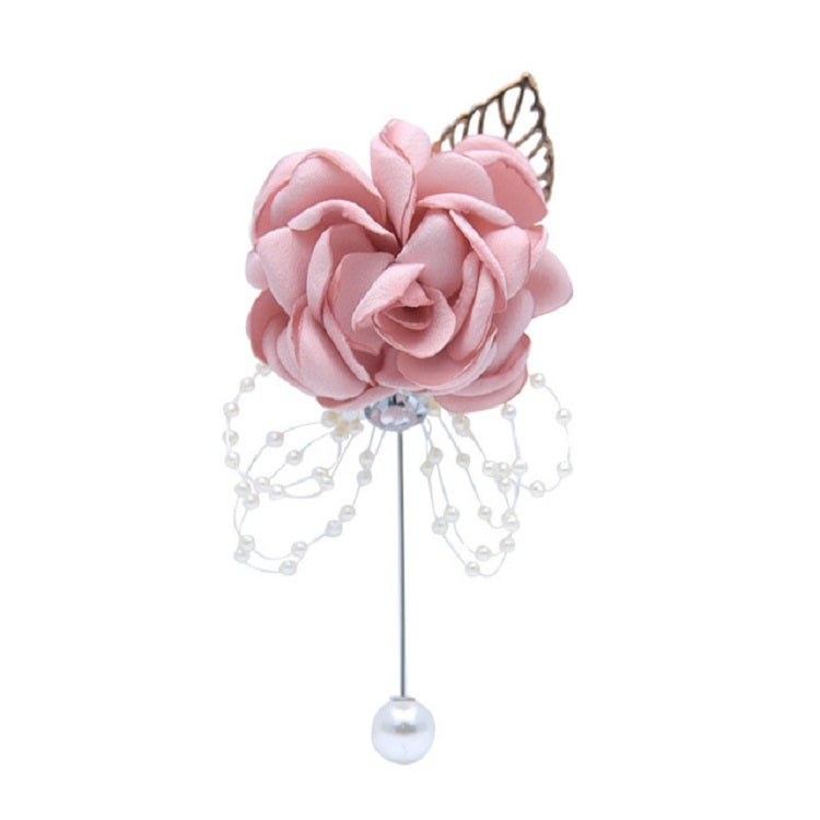 Cloth Flower Pearl Brooch Coat Accessories(Champagne Powder)