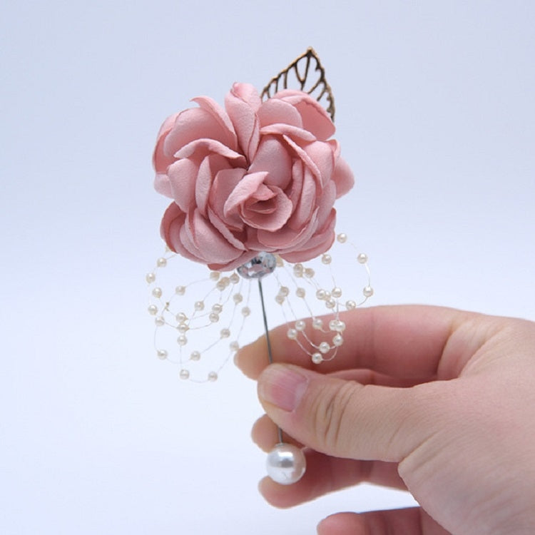 Cloth Flower Pearl Brooch Coat Accessories(Light Gray)