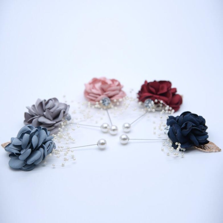 Cloth Flower Pearl Brooch Coat Accessories(Red Wine)