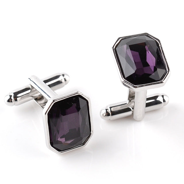 Fashion diamond-encrusted Cufflinks(Purple)