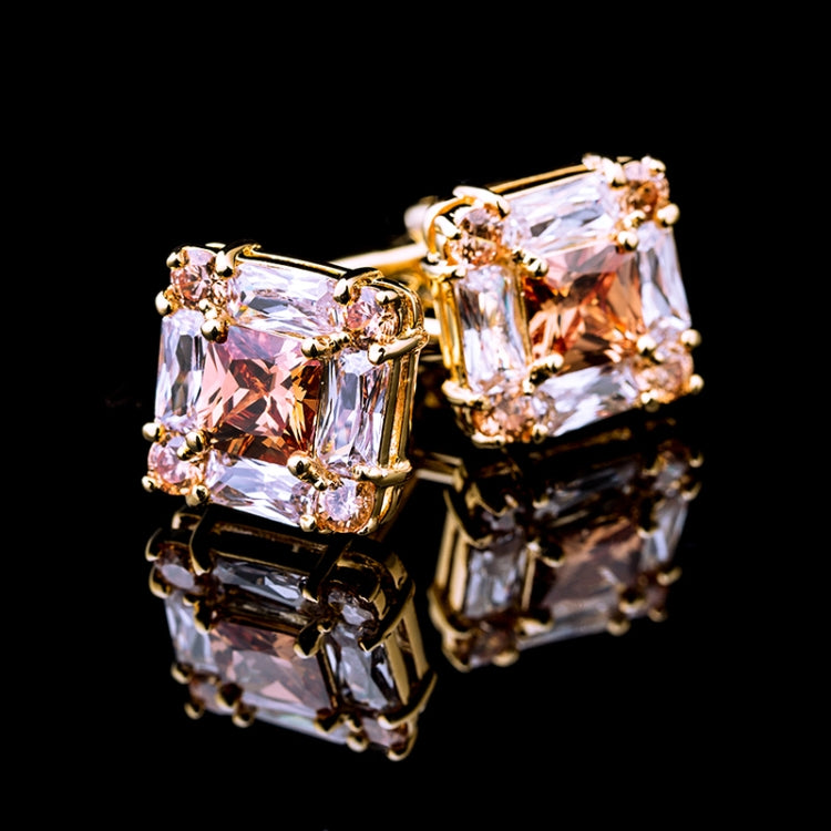 SAVOYSHI Luxury gold gemstone cufflinks men and women French cufflinks(Gold)