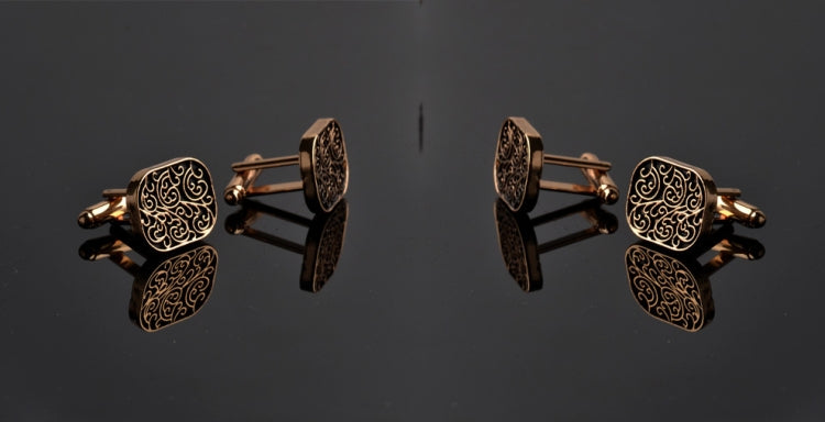 High-end men shirts Cufflinks collocation accessoriesgifts classic Mens Fashion Design carving(Gold)